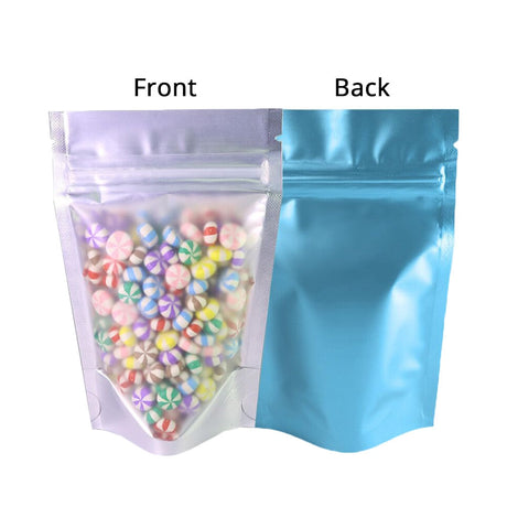 Recyclable Matte Clear Front Ziplock Storage Bags Metallic Mylar Eco Plastic Stand Up Pouches Food Package Bags For New Year-1